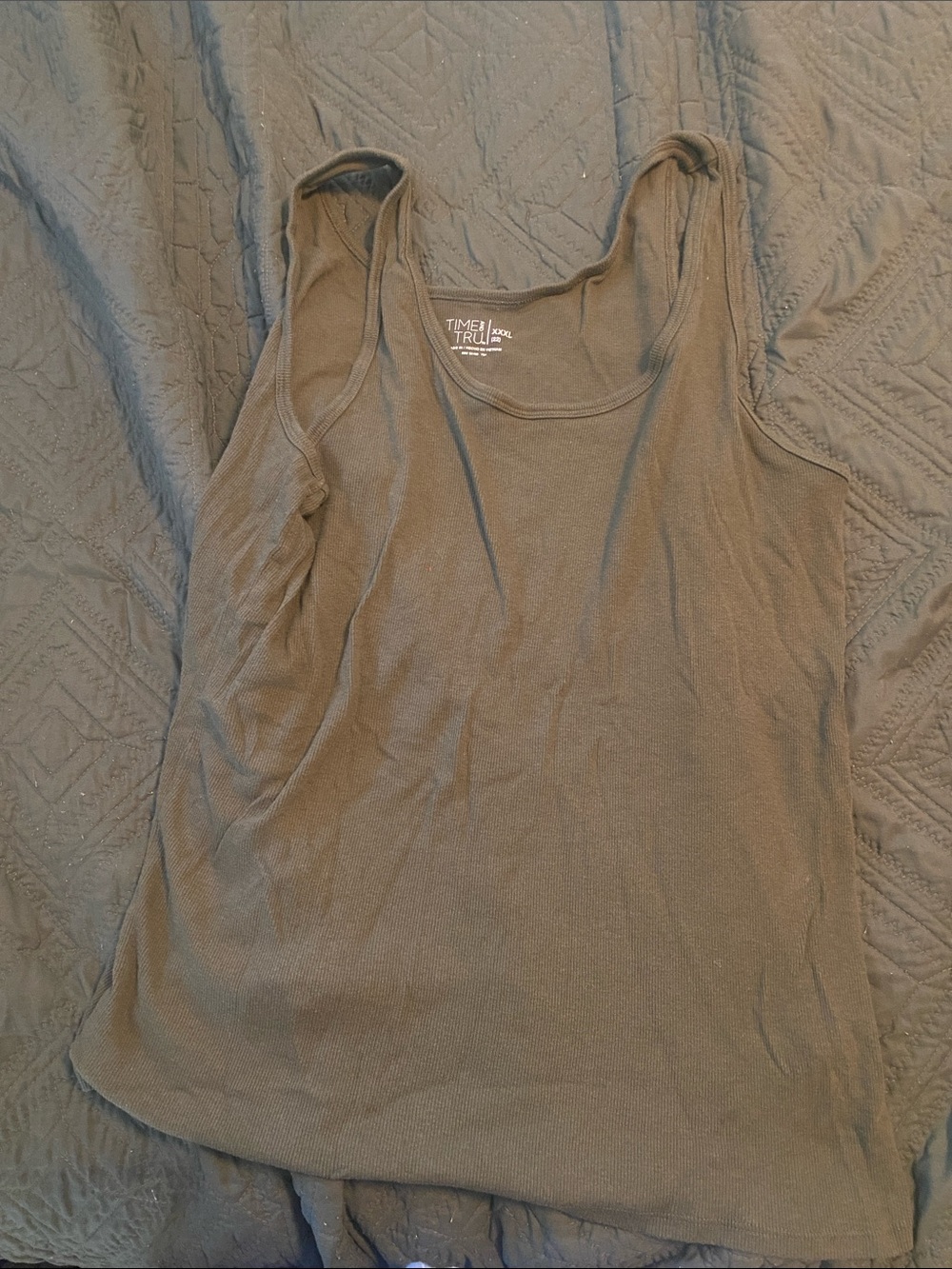 Time and Tru Olive Green Ribbed Tank Top